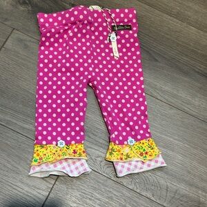 Matilda Jane Pink Polka Dot Ruffle Hem Kids Pants